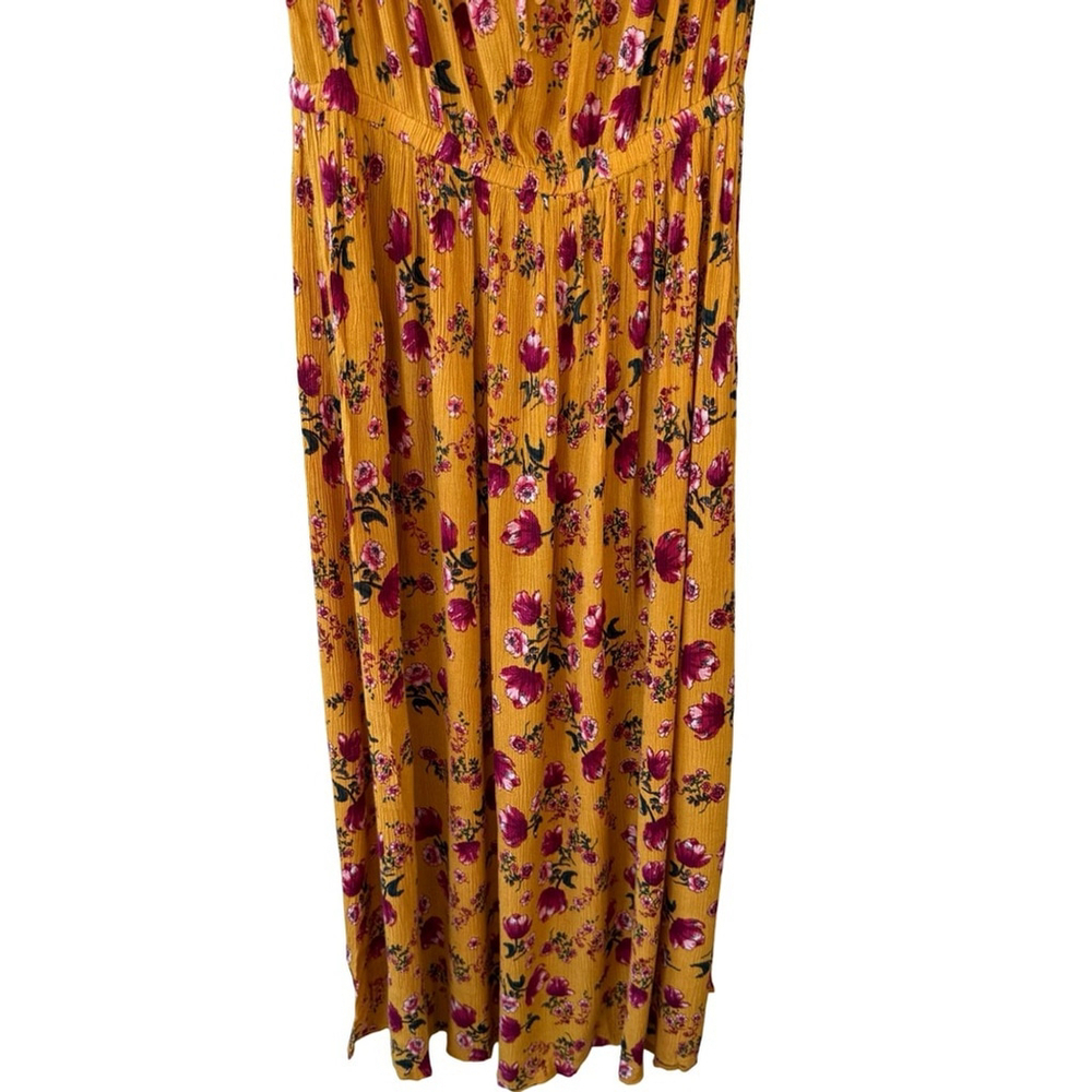 Patrons of Peace Mustard Floral Midi Dress Size S Cottagecore Boho Festival - Picture 10 of 12